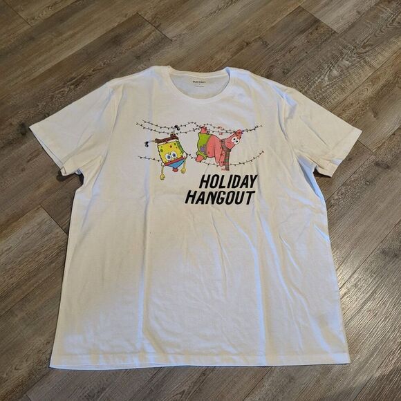 New Old Navy SpongeBob SquarePants Holiday Hangout Graphic Tee Shirt Mens XL - Picture 1 of 6